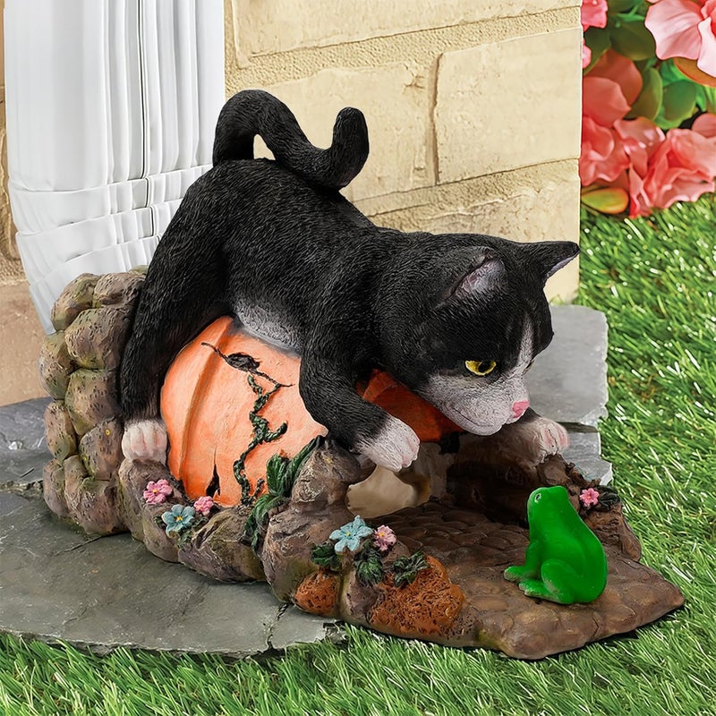Euiroet Real Cat Sculpture Gutter Diverter Rain,Eco-Friendly Resin Gutter Extender Diverter,Deco Gutter Extension Downspout, Splash Block, Perfect Rain Gutter Downspout Extension for 3"x4" Downspouts - Image 1